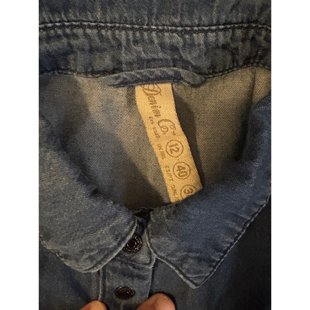 Denim Co Womens Dark Wash Denim Button Down Shirt Long Sleeve Size 12 - Picture 6 of 10